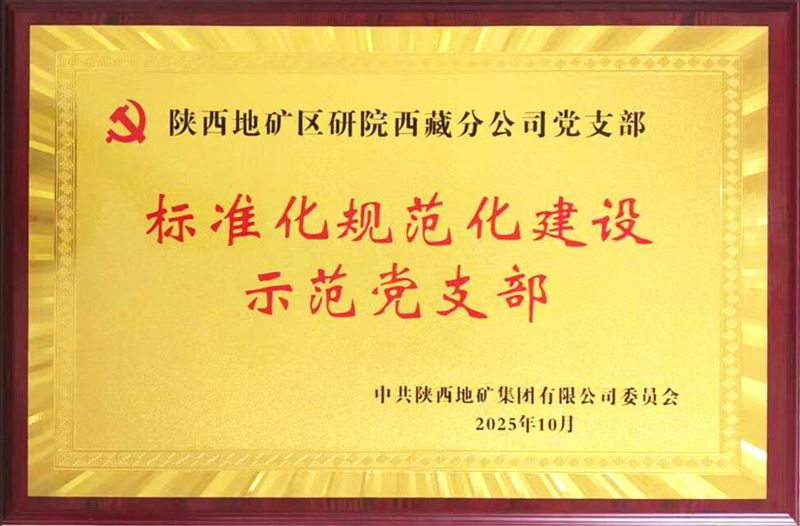 西藏分公司黨支部榮獲陜西地礦集團&ldquo;標準化規范化建設示范黨支部&rdquo;稱號
